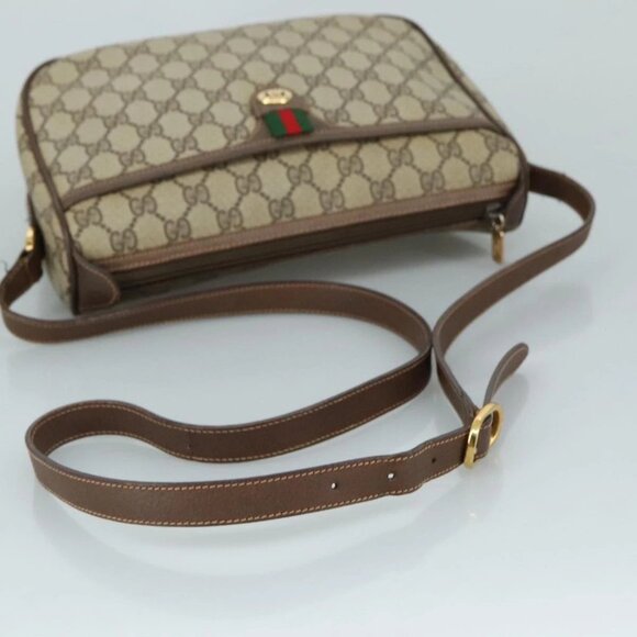 GUCCI GG Supreme Web Sherry Line Shoulder Bag PVC Beige Red 89 02 077 Auth 94269 - Picture 8 of 16